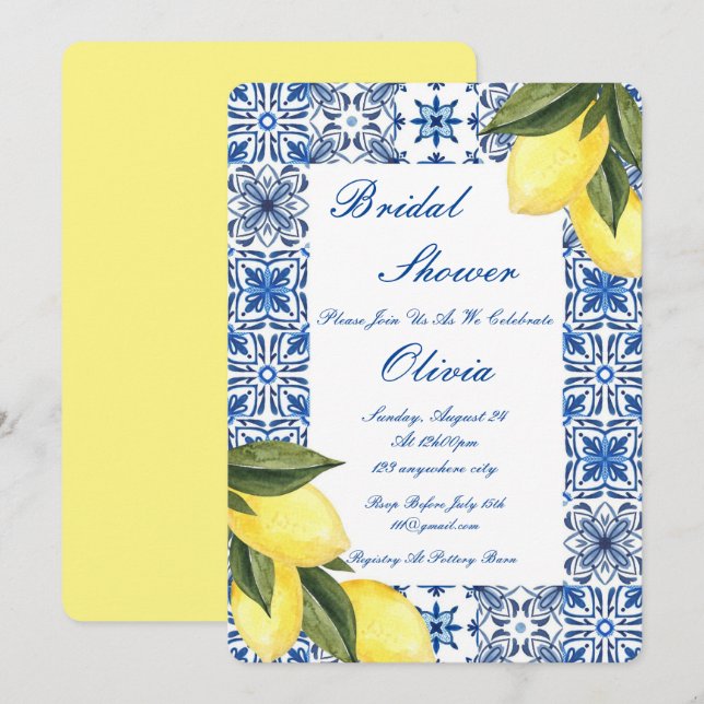 LIMONCELLO BRIDAL SHOWER INVITATION (Front/Back)