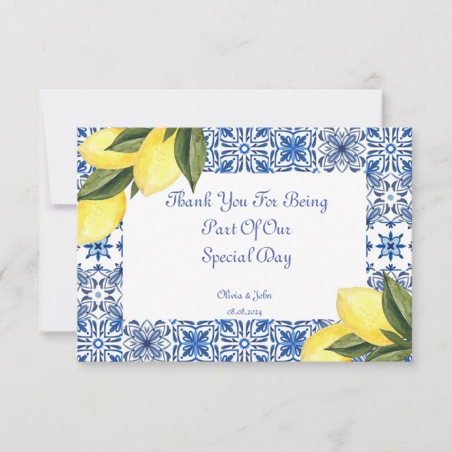 LIMONCELLO BRIDAL SHOWER THANK YOU CARD (Front)