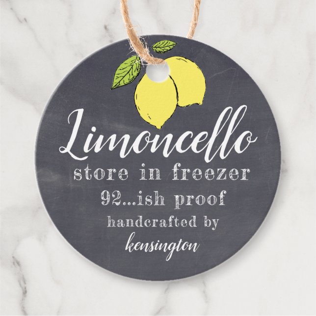 Limoncello Chalkboard Look Bottle Favour Tags (Front)
