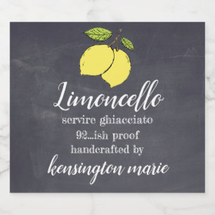 Limoncello Chalkboard Look For Small Bottle Liquor Bottle Label