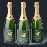 Limoncello Christmas Green Wood Bottle Label<br><div class="desc">Elegant Watercolor Lemon Greenery Holiday Red Bow Homemade Limoncello Merry Christmas Bottle Labels - Rustic Green Wood Print</div>
