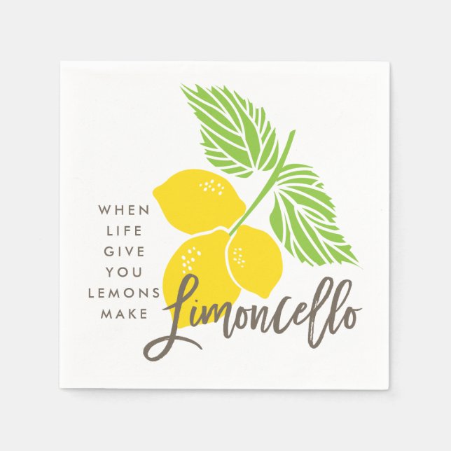 Limoncello cocktail napkin, when life gives you napkin (Front)