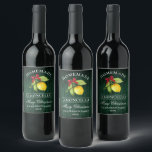 Limoncello Green Wood Christmas Bottle Label<br><div class="desc">Elegant Watercolor Lemon Greenery Holiday Red Bow Homemade Limoncello Merry Christmas Bottle Labels - Rustic Green Wood Print</div>