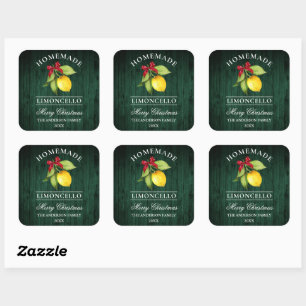 Limoncello Green Wood Print Christmas Square Sticker