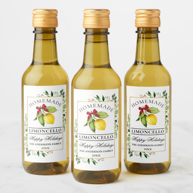 Limoncello Greenery Holiday Mini Bottle Labels (Bottles)