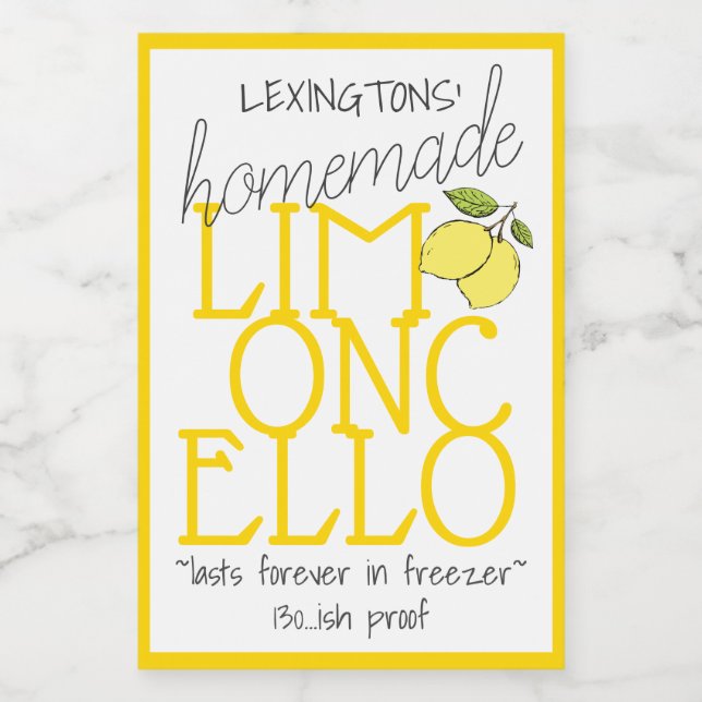 Limoncello Homemade Bottle Label | (Single Label)