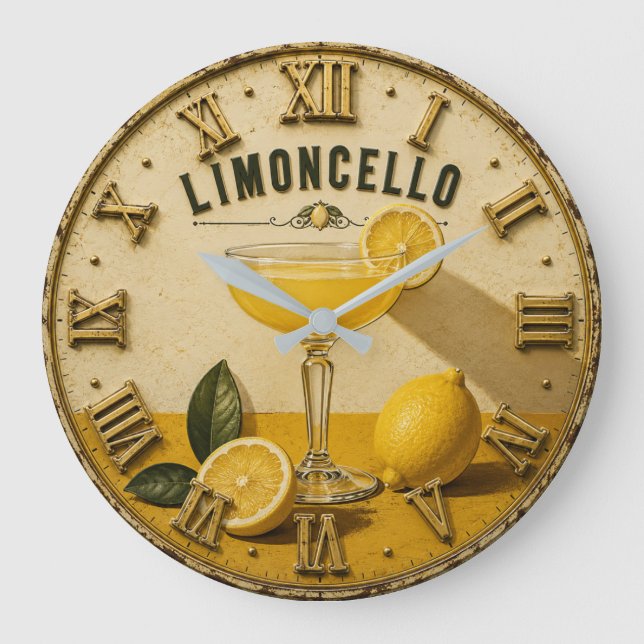 Limoncello Italian Lemon Cocktail Bar Large Clock (Front)