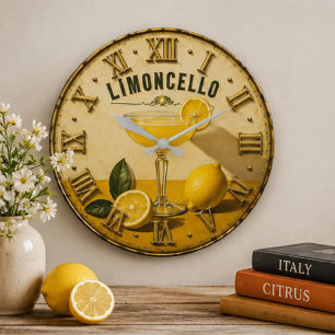 Limoncello Italian Lemon Cocktail Bar Large Clock