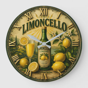 Limoncello Italian Lemon Kitchen Mediterranean Bar Large Clock