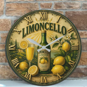 Limoncello Italian Lemon Kitchen Mediterranean Bar Large Clock