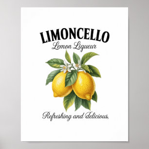 Limoncello Italy Vintage Refreshing Lemon Vacation Poster