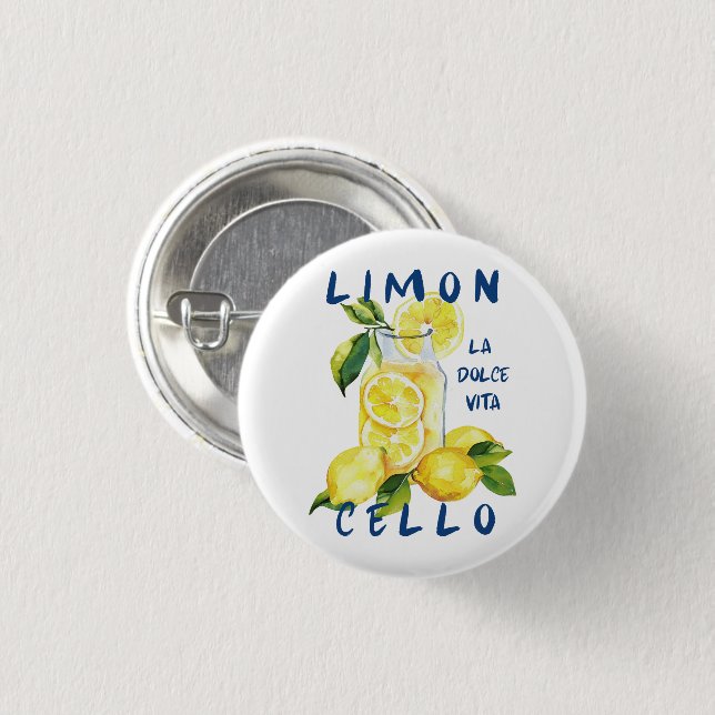 Limoncello La Dolce Vita Souvenir Italy Lover 3 Cm Round Badge (Front & Back)