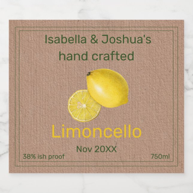Limoncello label on Kraft Colour Paper  (Single Label)
