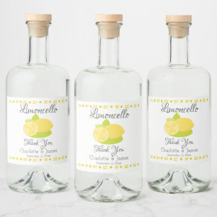 Limoncello Lemon Fruit Personalised Thank You Liquor Bottle Label