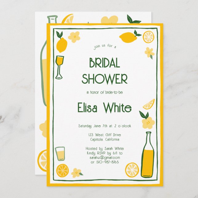 Limoncello Lemonade CUSTOM Bridal Shower  Invitation (Front/Back)