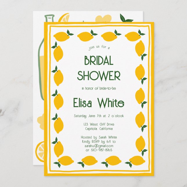Limoncello Lemonade CUSTOM Bridal Shower  Invitation (Front/Back)