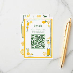 Limoncello Lemonade CUSTOM QR Bridal Shower Enclosure Card