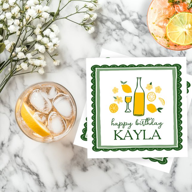 Limoncello Lemonade Lemon CUSTOM Birthday Napkin (Limoncello Lemonade Lemon CUSTOM Birthday Napkins
)