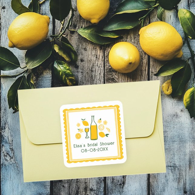 Limoncello Lemonade Lemon CUSTOM Bridal Shower  Square Sticker (Limoncello Lemonade Lemon CUSTOM Bridal Shower Square Sticker
)