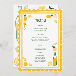 Limoncello Lemonade Lemons CUSTOM Bridal Shower Menu