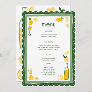 Limoncello Lemonade Lemons CUSTOM Bridal Shower Menu