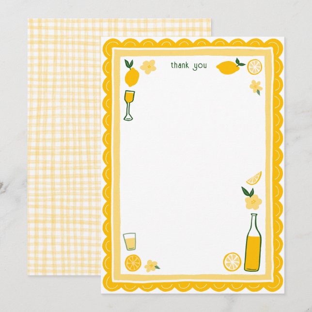 Limoncello Lemonade Lemons CUSTOM Bridal Shower  Thank You Card (Front/Back)