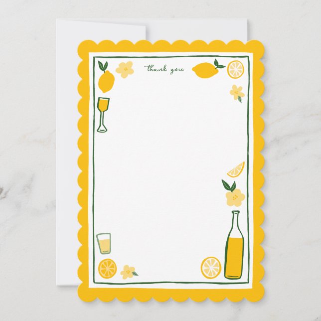 Limoncello Lemonade Lemons CUSTOM Personalised Thank You Card (Front)