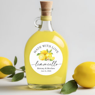 Limoncello Made With Love Watercolor Lemons  Classic Round Sticker