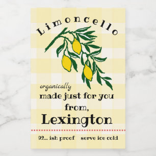 Limoncello Organic Lemons  Bottle Label  