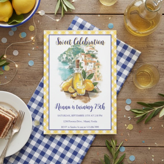 Limoncello Positano Italian Birthday Invitation (Creator Uploaded)