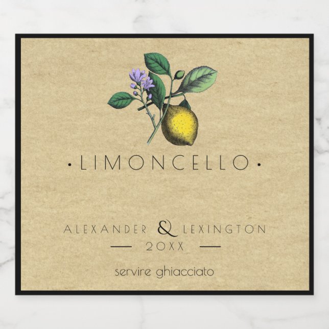 Limoncello Small Bottle Label Wedding Favour | (Single Label)