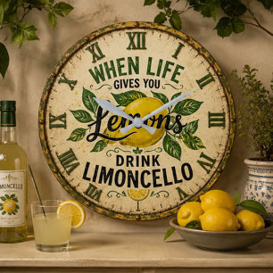 Limoncello Vintage Italian Lemon Kitchen Large Clock