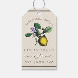 Limoncello Vintage Lemon Illustration   Bottle Gift Tags