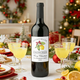 Limoncello Watercolor Christmas Bottle Label