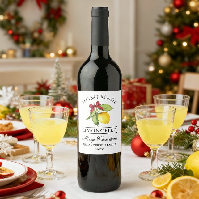  Limoncello Watercolor Christmas Bottle Label (Customize to change text size or text style.)