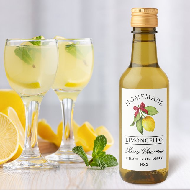  Limoncello Watercolor Christmas Mini Bottle Label (Customize to change text size or text style.)