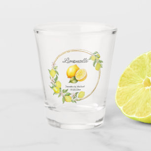 limoncello watercolor lemon wedding summer chic shot glass