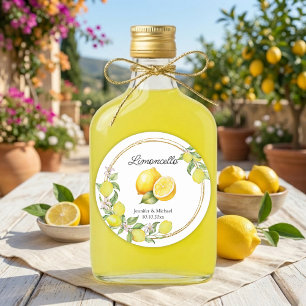limoncello watercolor lemon wedding summer classic round sticker