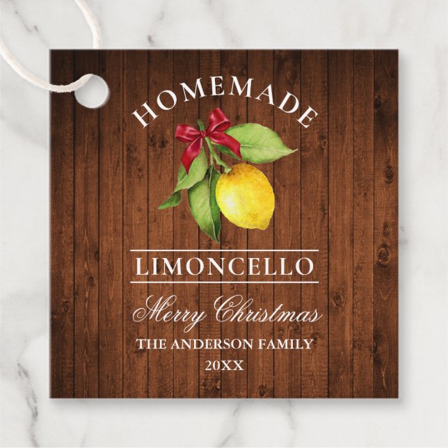 Limoncello Wood Print Merry Christmas Tag (Front)