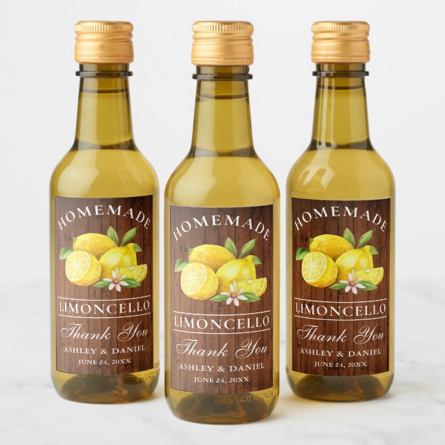 Limoncello Wood Thanks Mini Bottle Labels (Bottles)