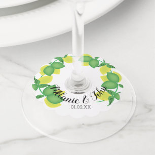 Limoncillos Lime Lemon Design  - Couple Name Wine Glass Tag