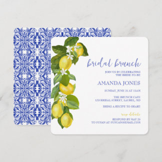 Limone I Italian Lemon & Blue Tile Shower Invite