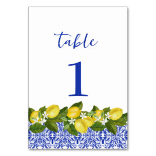 Limone I Italian Lemon & Blue Tile Table Numbers