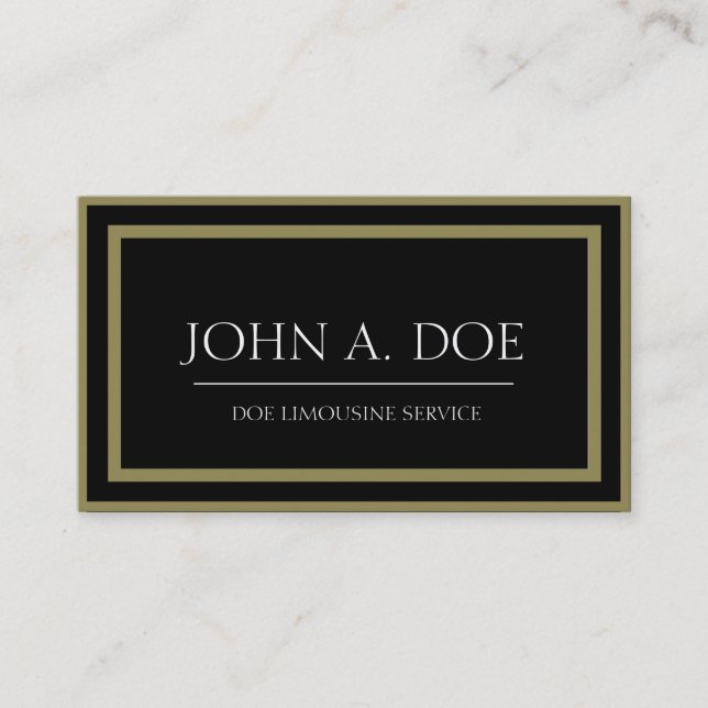 Limousine Black/Antique Gold Border Business Card (Front)