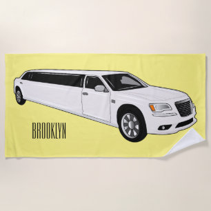 Limousine cartoon illustration beach towel