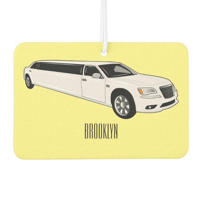 Limousine cartoon illustration car air freshener (Front)