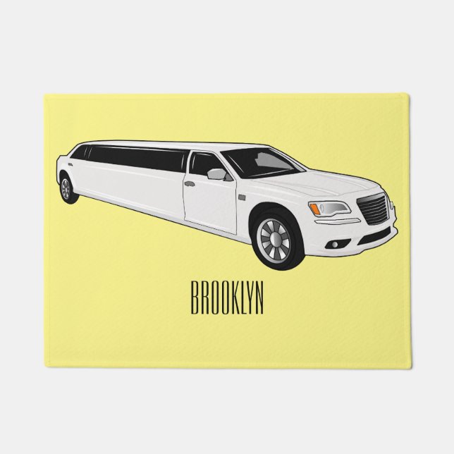 Limousine cartoon illustration doormat (Front)