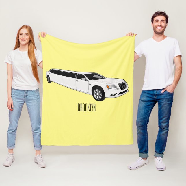 Limousine cartoon illustration fleece blanket (In Situ)