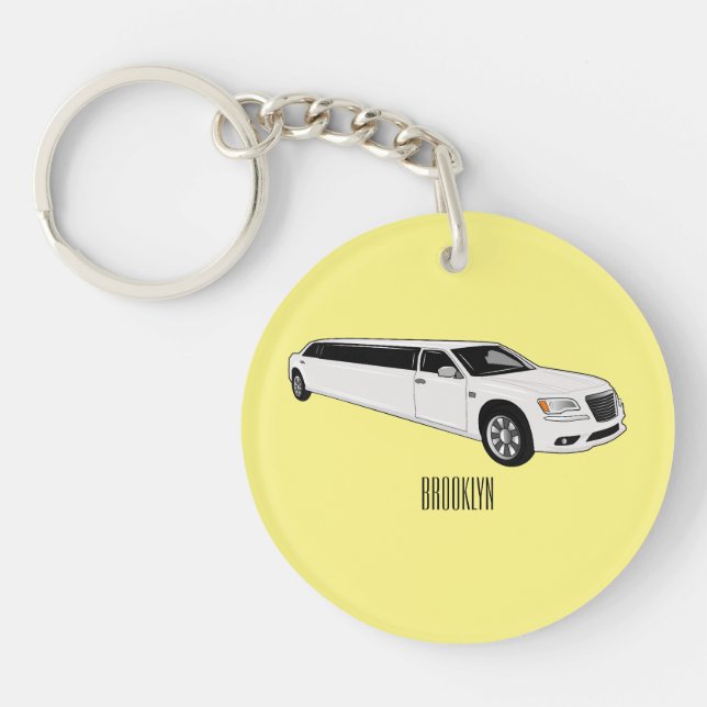Limousine cartoon illustration key ring (Front)