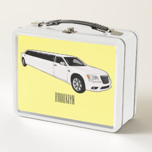 Limousine cartoon illustration metal lunch box